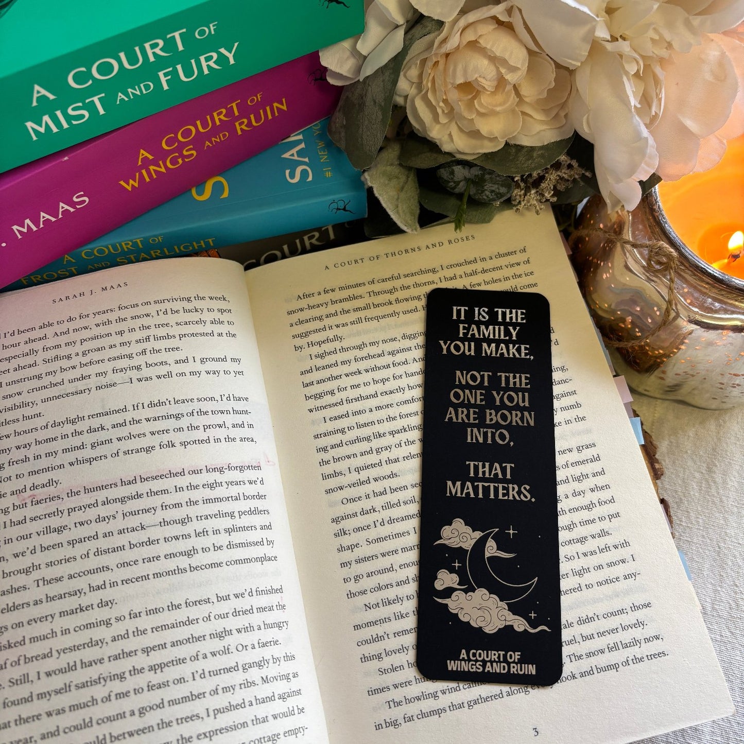 bookmark is laid out in an open book