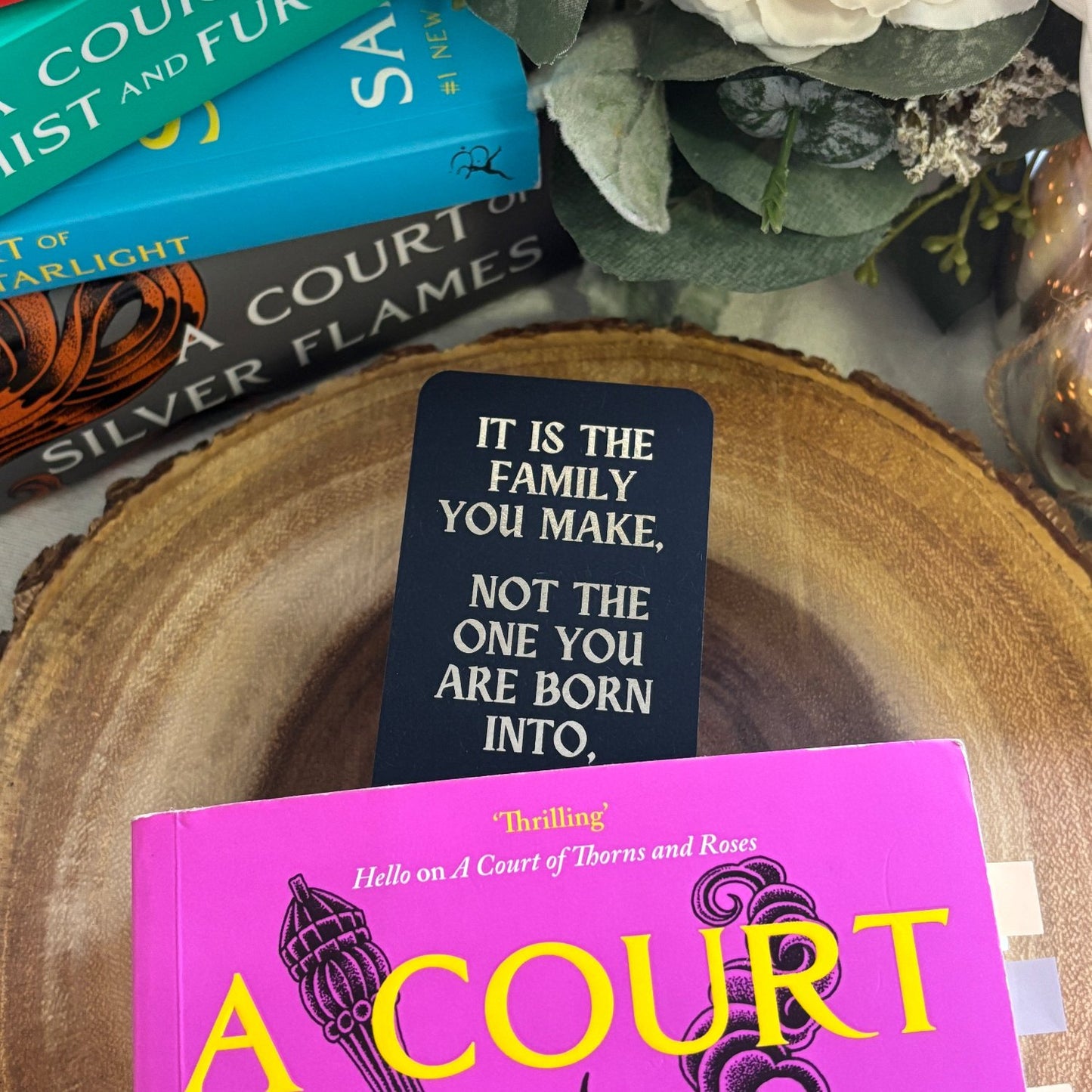 bookmark is peaking out of closed book