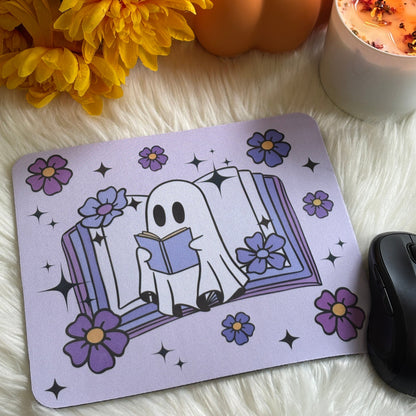 Cute Ghost & Book Mousepad | Perfect for Book Lovers | Cozy Desk Vibes