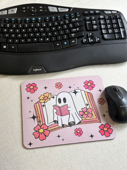 Cute Ghost & Book Mousepad | Perfect for Book Lovers | Cozy Desk Vibes