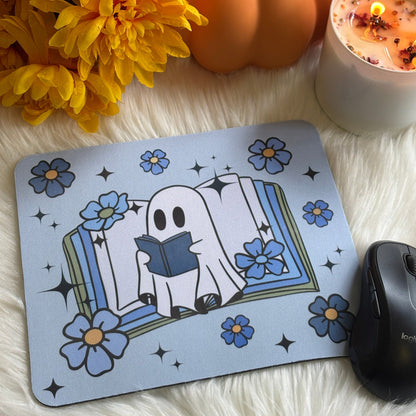 Cute Ghost & Book Mousepad | Perfect for Book Lovers | Cozy Desk Vibes