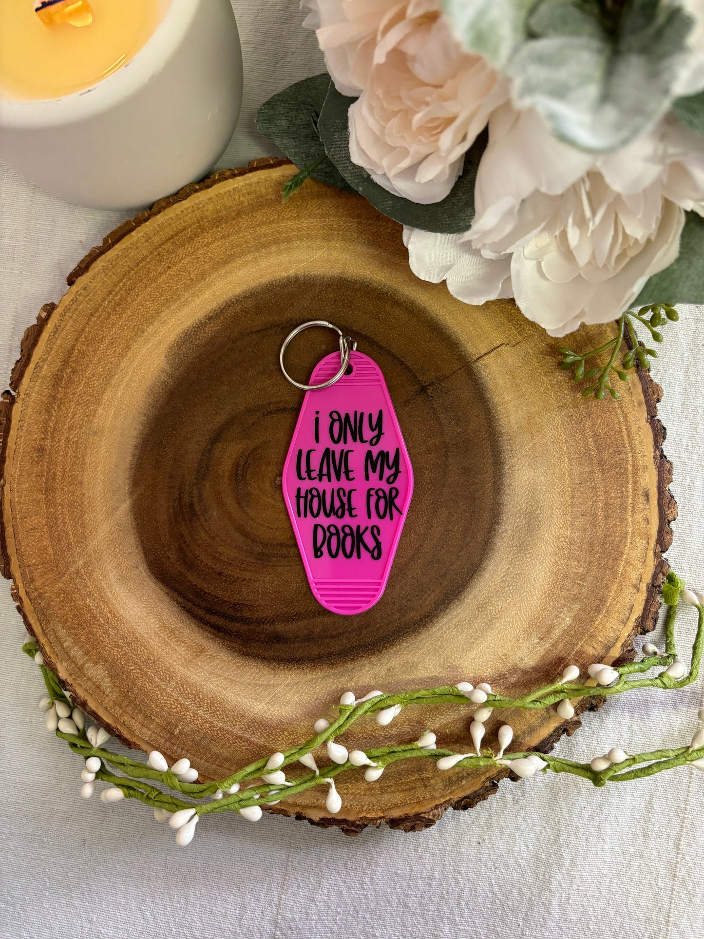 Bookish Motel Keychain | I Only Leave For Books | Reader Gift