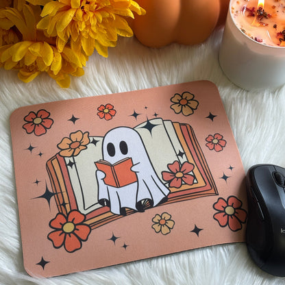 Cute Ghost & Book Mousepad | Perfect for Book Lovers | Cozy Desk Vibes